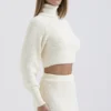 Nyala Cream Soft Boucle Knit Cropped Sweater