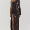 Octavia Cocoa Vegan Leather Maxi Dress Octavia Cocoa Vegan Leather Maxi Dress