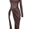 Octavia Cocoa Vegan Leather Maxi Dress Octavia Cocoa Vegan Leather Maxi Dress