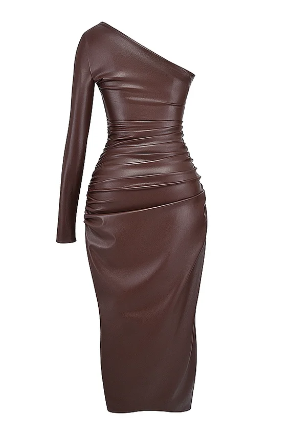 Octavia Cocoa Vegan Leather Maxi Dress Octavia Cocoa Vegan Leather Maxi Dress