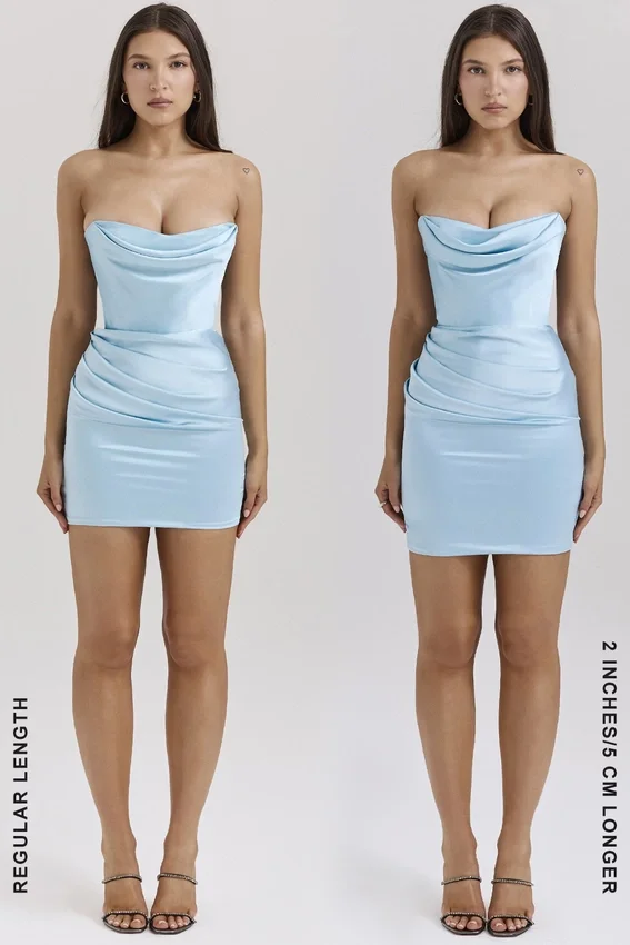 Odelle Ocean Blue Strapless Mini Dress Odelle Ocean Blue Strapless Mini Dress