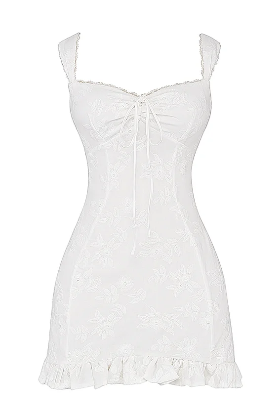 Odessa White Embroidered Mini Dress Odessa White Embroidered Mini Dress