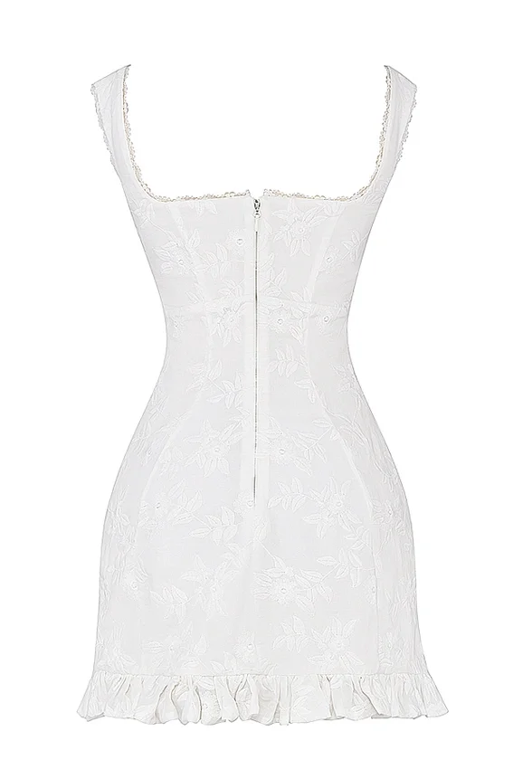 Odessa White Embroidered Mini Dress Odessa White Embroidered Mini Dress