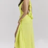 Olessia Acid Lime Backless Halter Maxi Dress Olessia Acid Lime Backless Halter Maxi Dress