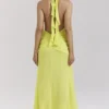 Olessia Acid Lime Backless Halter Maxi Dress Olessia Acid Lime Backless Halter Maxi Dress