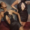 Olivia Bitter Chocolate Vegan Leather Mini Dress Olivia Bitter Chocolate Vegan Leather Mini Dress