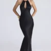 Oliviana Black Satin Maxi Dress Oliviana Black Satin Maxi Dress
