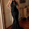 Oliviana Black Satin Maxi Dress Oliviana Black Satin Maxi Dress