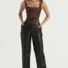 Omaira Black Vegan Leather Trousers