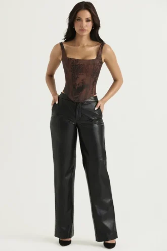 Omaira Black Vegan Leather Trousers