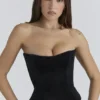 Omari Black Velvet Sculpting Strapless Corset Top Omari Black Velvet Sculpting Strapless Corset Top