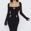 Ophelia Black Cutout Midi Dress Ophelia Black Cutout Midi Dress