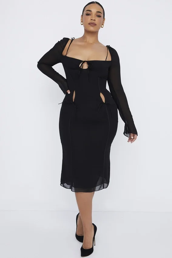Ophelia Black Cutout Midi Dress Ophelia Black Cutout Midi Dress
