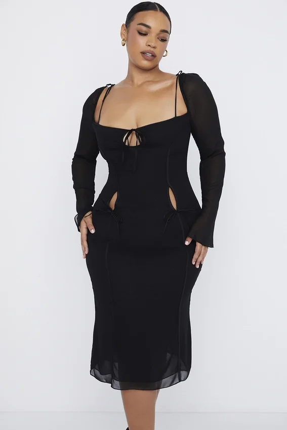 Ophelia Black Cutout Midi Dress Ophelia Black Cutout Midi Dress
