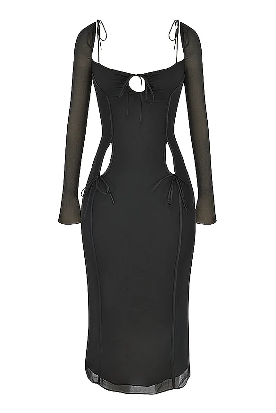 Ophelia Black Cutout Midi Dress Ophelia Black Cutout Midi Dress