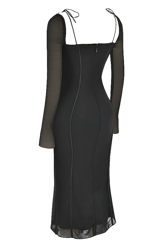 Ophelia Black Cutout Midi Dress Ophelia Black Cutout Midi Dress