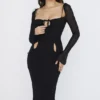Ophelia Black Cutout Midi Dress Ophelia Black Cutout Midi Dress
