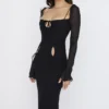 Ophelia Black Cutout Midi Dress Ophelia Black Cutout Midi Dress