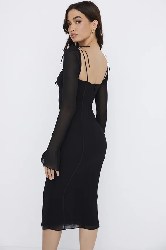 Ophelia Black Cutout Midi Dress Ophelia Black Cutout Midi Dress