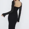Ophelia Black Cutout Midi Dress Ophelia Black Cutout Midi Dress