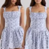 Ophelia Blue Floral Print Cotton Mini Dress With Bloomers Ophelia Blue Floral Print Cotton Mini Dress With Bloomers