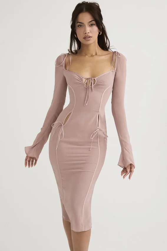 Ophelia Blush Cutout Midi Dress Ophelia Blush Cutout Midi Dress