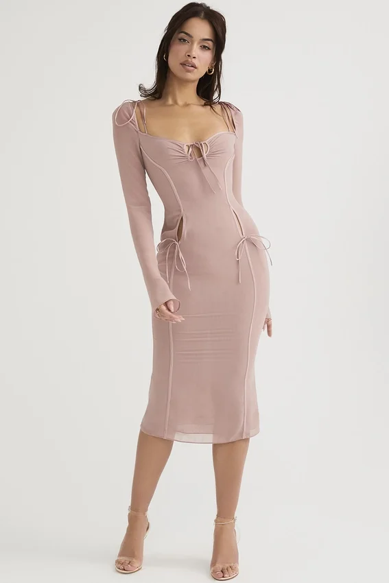 Ophelia Blush Cutout Midi Dress Ophelia Blush Cutout Midi Dress