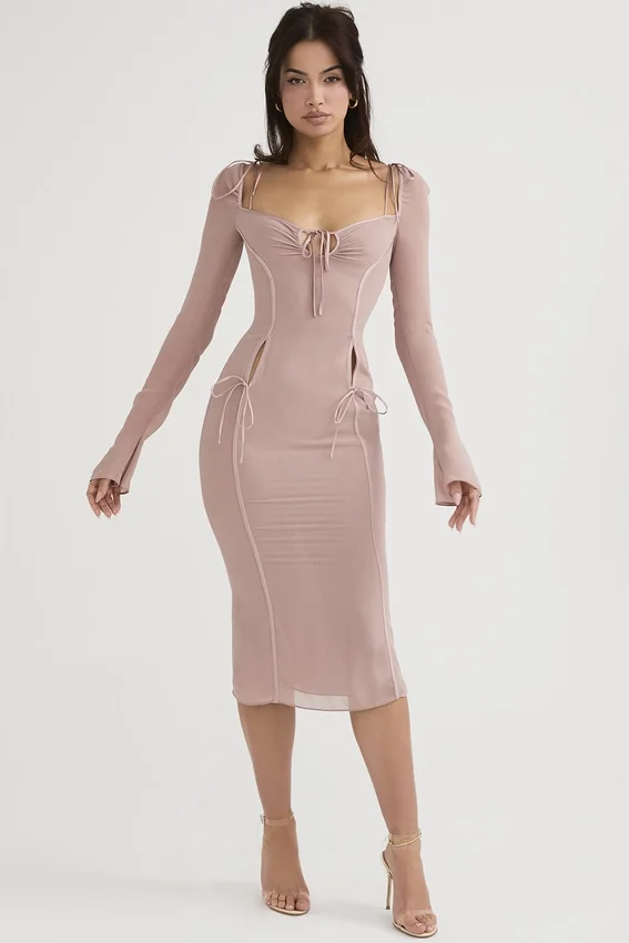 Ophelia Blush Cutout Midi Dress Ophelia Blush Cutout Midi Dress