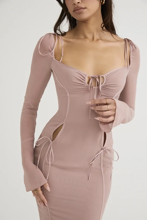 Ophelia Blush Cutout Midi Dress Ophelia Blush Cutout Midi Dress
