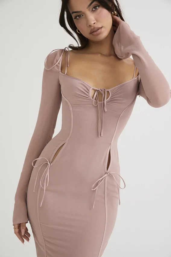 Ophelia Blush Cutout Midi Dress Ophelia Blush Cutout Midi Dress