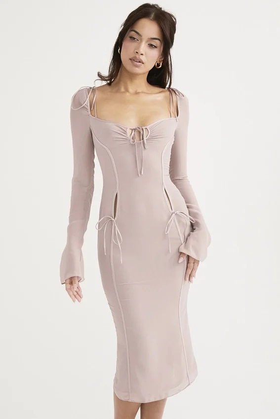 Ophelia Crystal Cutout Midi Dress Ophelia Crystal Cutout Midi Dress