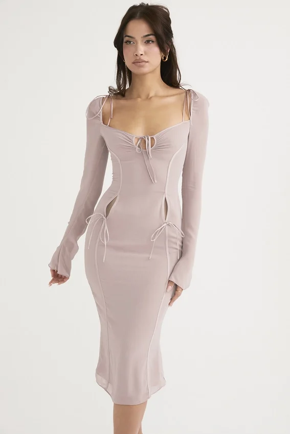 Ophelia Crystal Cutout Midi Dress Ophelia Crystal Cutout Midi Dress
