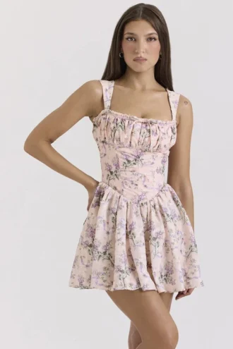 Ophelia Pink Ribbon Print Dress with Bloomers
