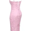 Ophelle Pink Jacquard Lace Up Bodycon Midi Dress Ophelle Pink Jacquard Lace Up Bodycon Midi Dress