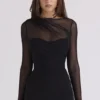Orelia Black Draped Mesh Bodysuit Orelia Black Draped Mesh Bodysuit