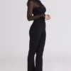 Orelia Black Draped Mesh Bodysuit Orelia Black Draped Mesh Bodysuit