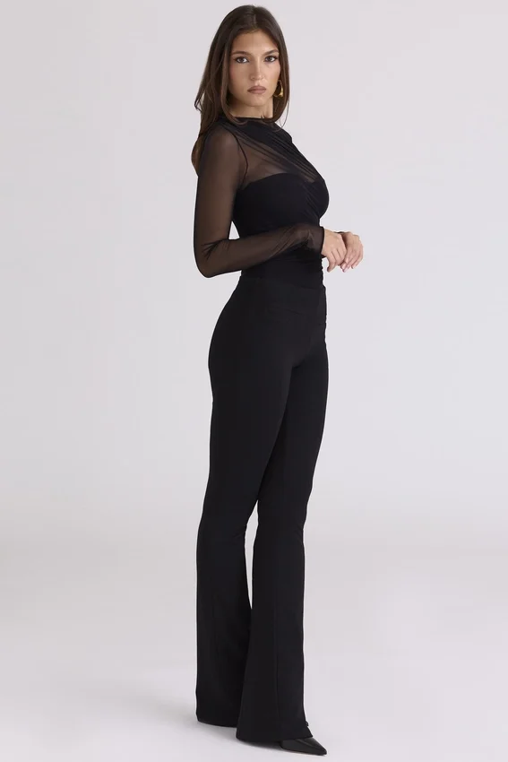 Orelia Black Draped Mesh Bodysuit Orelia Black Draped Mesh Bodysuit
