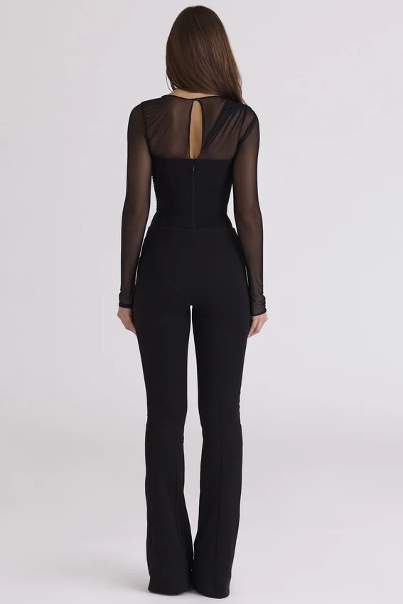 Orelia Black Draped Mesh Bodysuit Orelia Black Draped Mesh Bodysuit