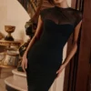 Orelia Black Draped Mesh Maxi Dress Orelia Black Draped Mesh Maxi Dress