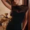 Orelia Black Draped Mesh Maxi Dress Orelia Black Draped Mesh Maxi Dress