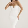 Oriana White Ribbed Knit Strapless Midi Dress Oriana White Ribbed Knit Strapless Midi Dress