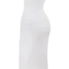 Oriana White Ribbed Knit Strapless Midi Dress Oriana White Ribbed Knit Strapless Midi Dress