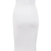 Oriana White Ribbed Knit Strapless Midi Dress Oriana White Ribbed Knit Strapless Midi Dress