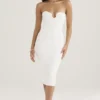 Oriana White Ribbed Knit Strapless Midi Dress Oriana White Ribbed Knit Strapless Midi Dress