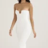 Oriana White Ribbed Knit Strapless Midi Dress Oriana White Ribbed Knit Strapless Midi Dress