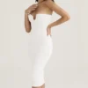 Oriana White Ribbed Knit Strapless Midi Dress Oriana White Ribbed Knit Strapless Midi Dress