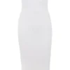 Oriana White Ribbed Knit Strapless Midi Dress Oriana White Ribbed Knit Strapless Midi Dress