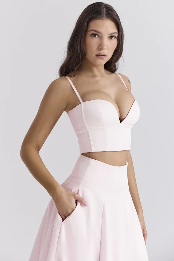 Pabla Ballerina Pink Cropped Bralette Top Pabla Ballerina Pink Cropped Bralette Top