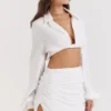 Palmer White Plunge Blouson Top