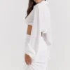 Palmer White Plunge Blouson Top